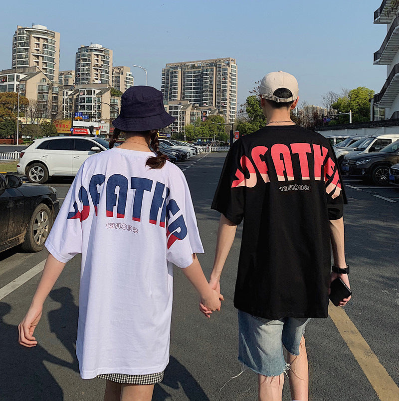 Men's Casual Summer Couple T-Shirts with Letter Print
